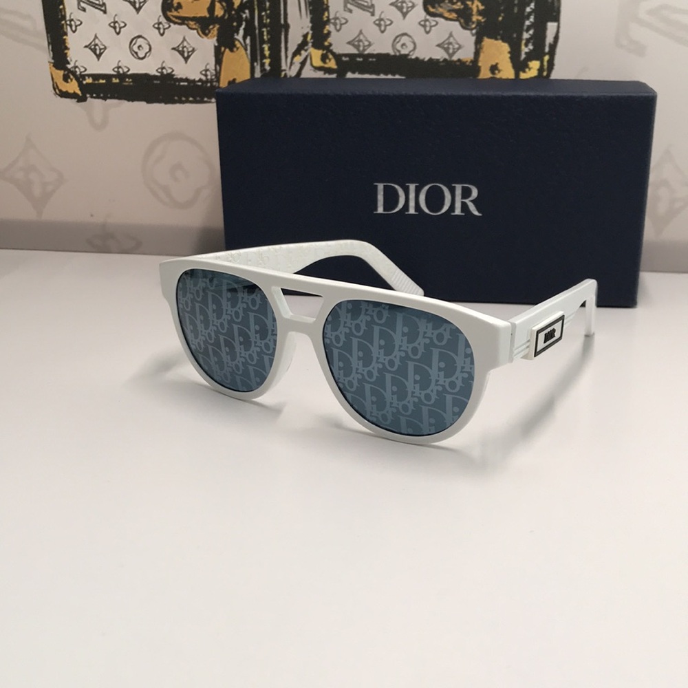 New Authentic Dior White  Acetate  Sunglasses DIOR B23 R 11